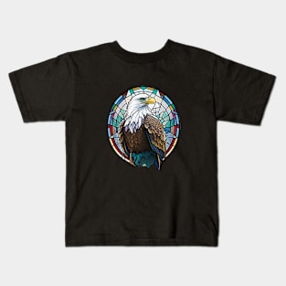 Eagle Bird Animal Portrait Stained Glass Wildlife Outdoors Adventure Kids T-Shirt